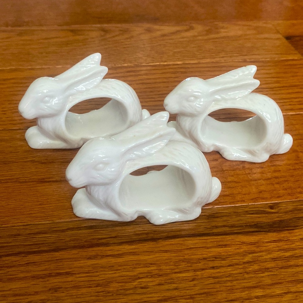 Porcelain bunny napkin holders- antique